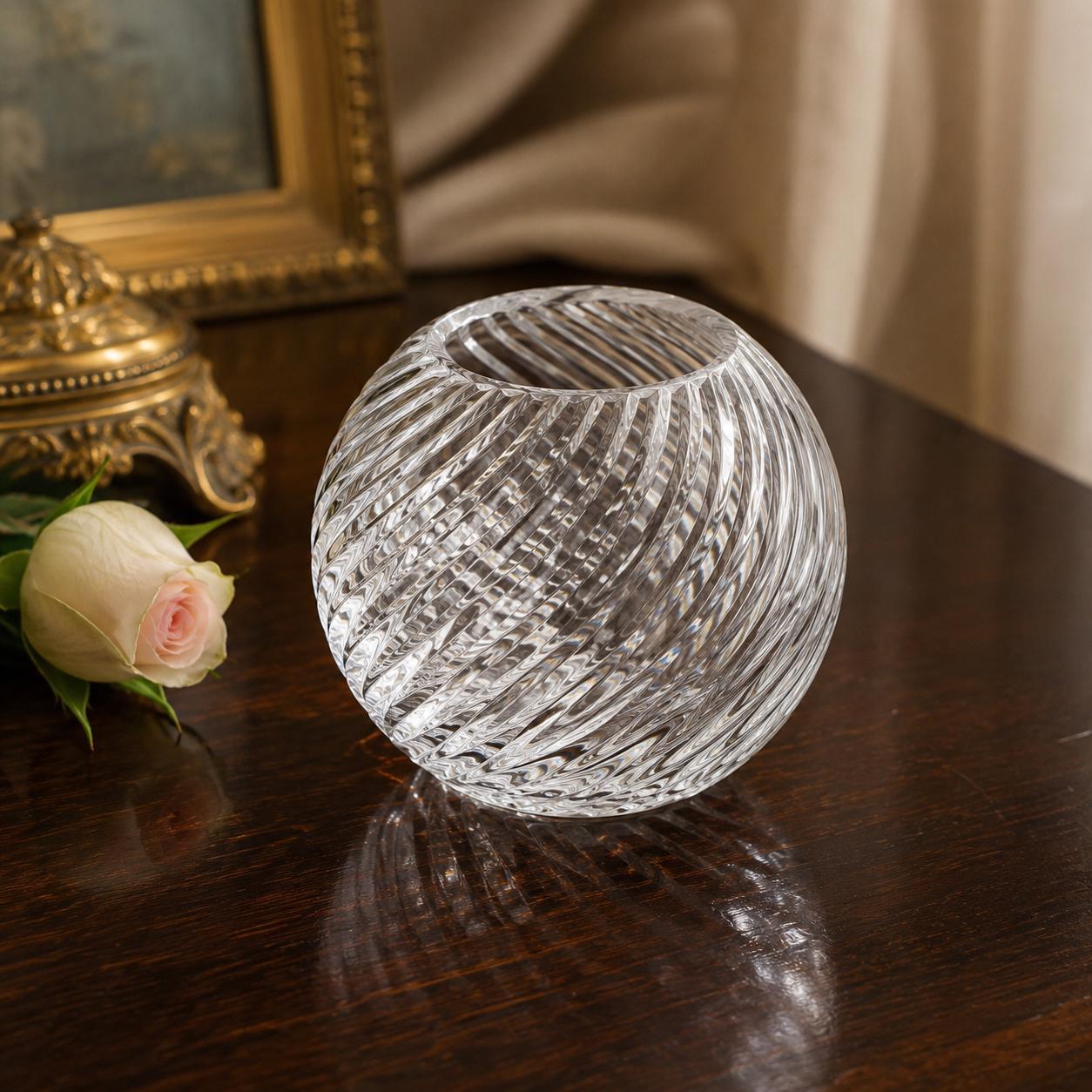 Vintage Crystal Rose Bowl Vase - Etsy