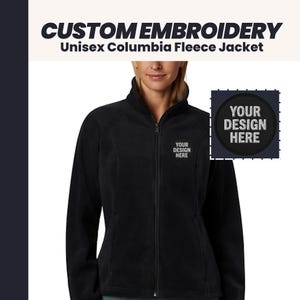 Personalized Monogram Columbia Unisex Fleece Jackets, Custom Name Logo Embroidered Jacket, Personalized Gift, Embroidery Text Fleece Jackets