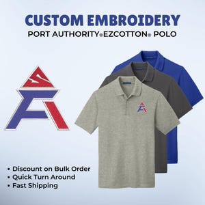 Custom Embroidered Polo T-Shirt Personalized Corporate Embroidery Logo Polo Tee Custom Work Shirt Design Your Own Polos Personalized Polo