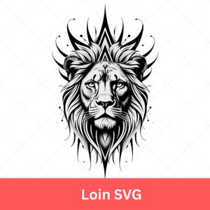 Löwenkopf SVG | Majestätischer Löwe SVG Schnittdatei für Cricut und Silhouette | Digitaler Download Png SVG | Löwen Vektor-Design für T-Shirts und Abziehbilder