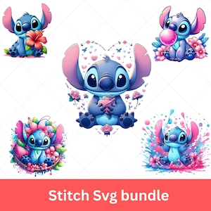 Stitch SVG Bundle | Cute Stitch Clipart for Cricut and Silhouette | Digital Download png SVG |  Stitch SVG Files for Crafts