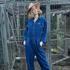 Vintage Denim Langarm Overall mit Druckknöpfen vorne von Ideen