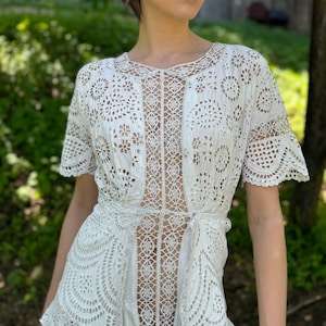Vintage Victorian Dress White Cotton Lace Dress Edwardian Antique Dress
