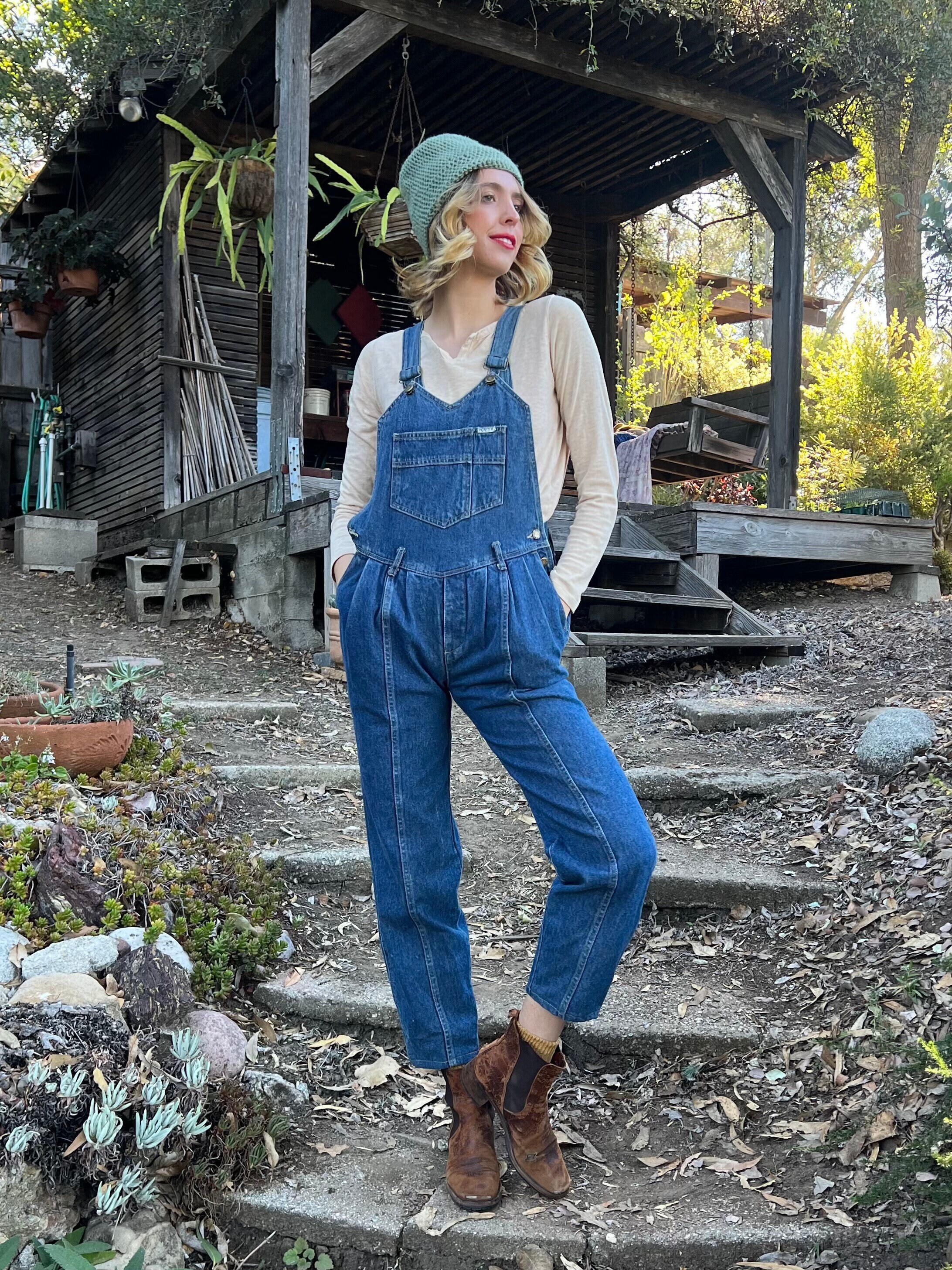 Dark wash shop overall shorts