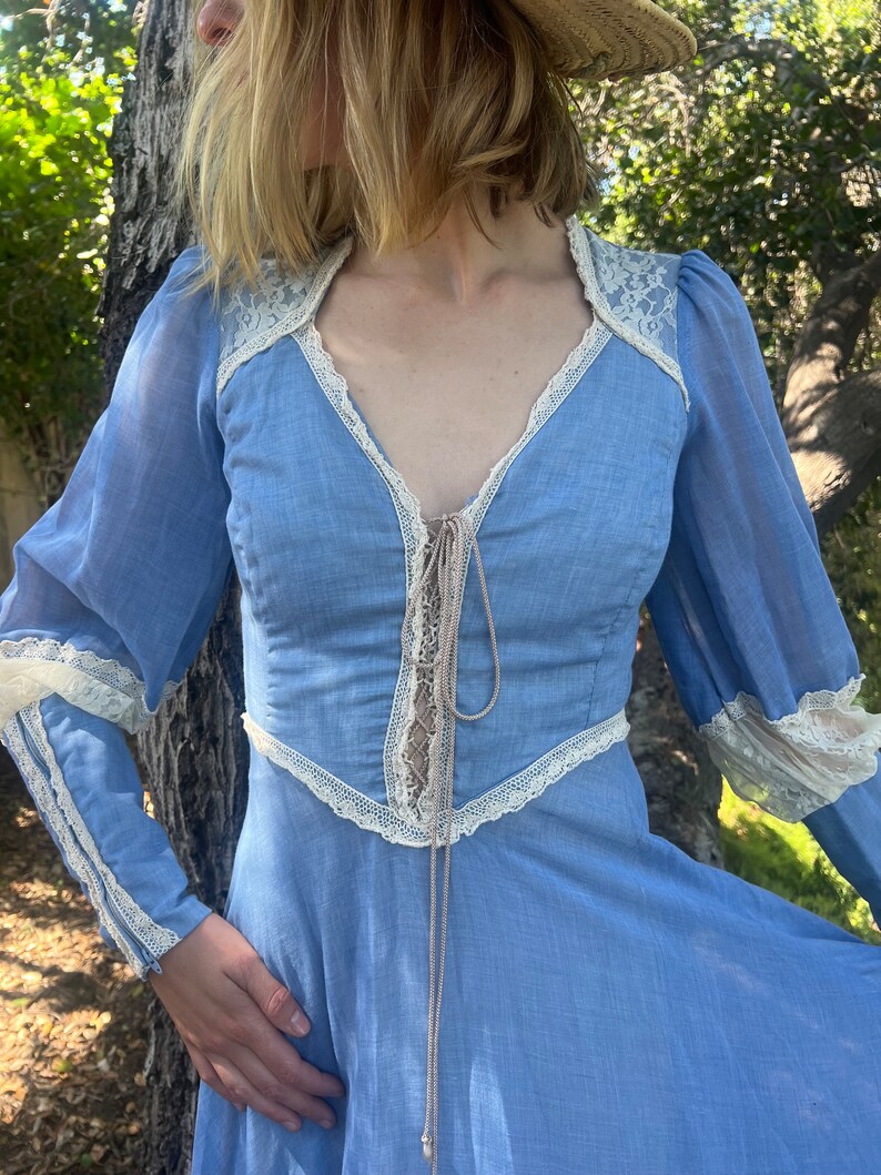 Vintage 1970s Gunne Sax Black Label Cornflower Blue Dress - Etsy