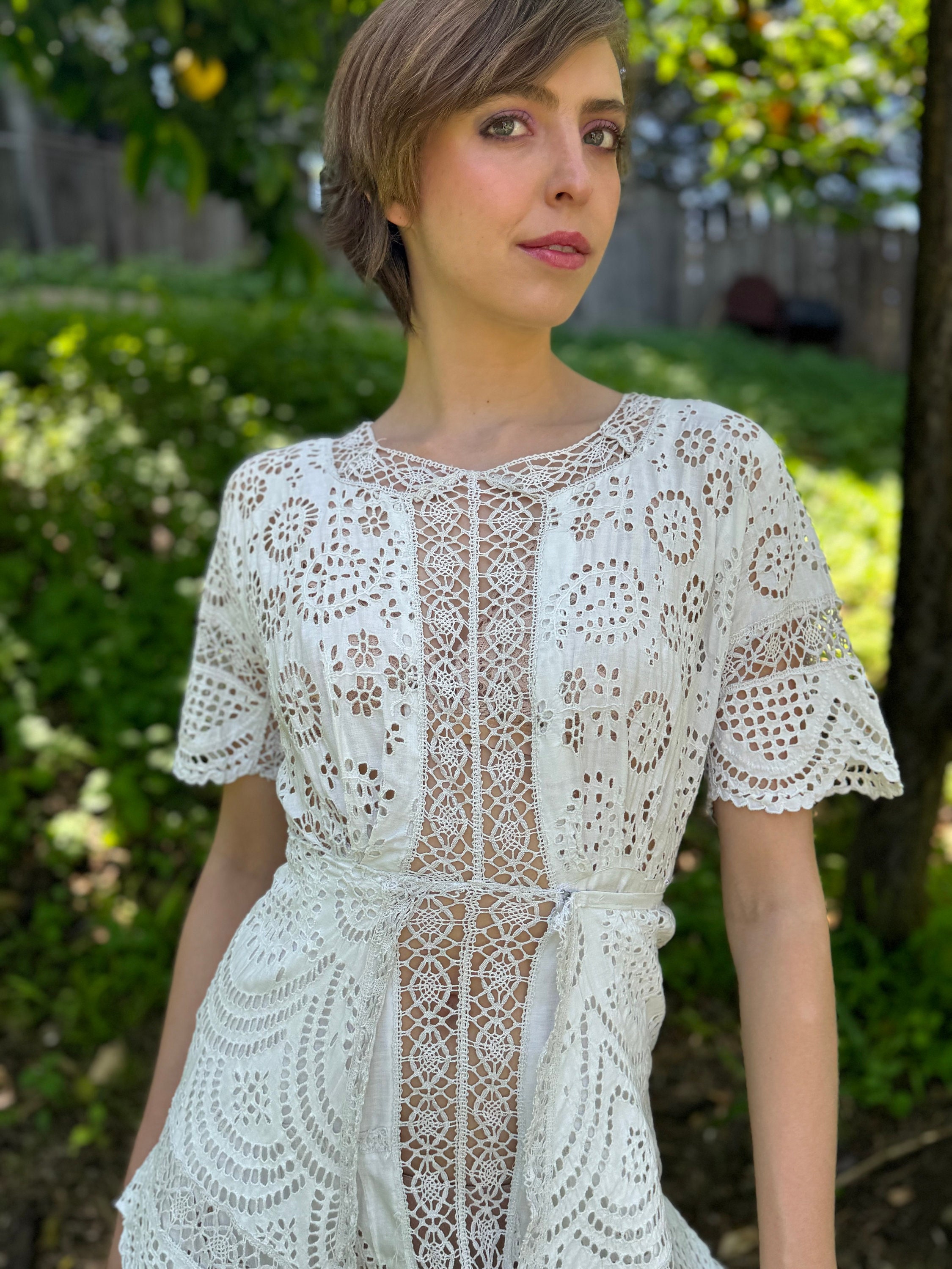 Antique Edwardian White Dress In Cotton and Lace – Toadstool
