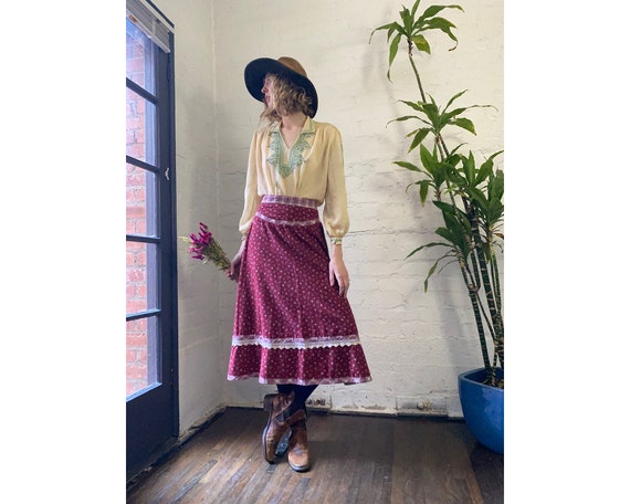 Vintage Gunne Sax Jessica's Gunnies Red Cotton Flo