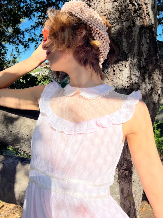 Vintage Pale Pink Cotton Prairie Style Maxi Dress… - image 5