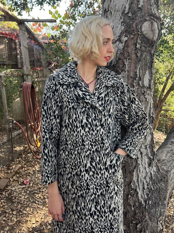 Vintage Snow Leopard Coat 80s 90s Animal Print Coa