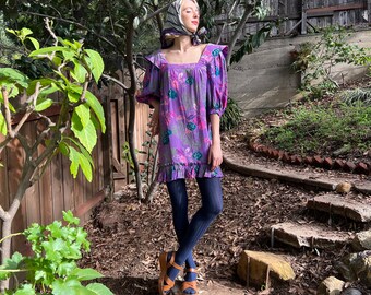 Vintage Emanuel Ungaro Silk Floral Print Mini Dress With