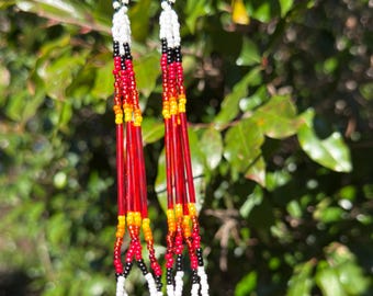 Red Earth Dangles – Handmade Indigenous Beaded Earrings