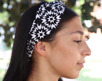 Lakota Star Headband: Black and White |  Handmade Cotton Comfort | Native Made