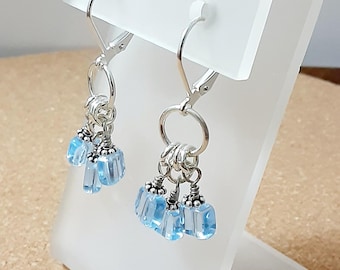Czech Sapphire Beaded Earrings