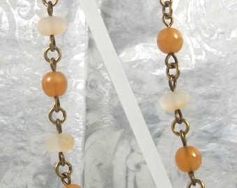 Czech Glass Beaded Bracelet in Honey and Cream Colors for Autumn