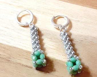 Pendientes de cuentas de semillas cosidos a mano CRAW con cuentas checas pulidas al fuego