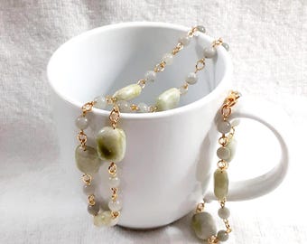 Necklace and Bracelet Set Peridot Jasper Burmese Jade
