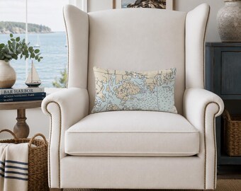 Custom Order for Sylvia- Bar Harbor Pillow Cover | Historic NOAA Nautical Chart, Mount Desert Island Map