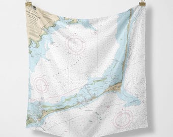 Cape Hatteras Nautical Chart Silk Scarf | North Carolina Coastal Map