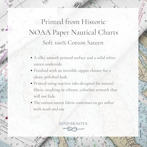 Martha's Vineyard Nautical Chart Duvet Cover | Massachusetts Map Coastal Map Bedding | Luxury Cotton Sateen image 5