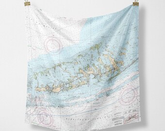 Florida Keys Chart Silk Scarf | Nautical Map, Coastal Style