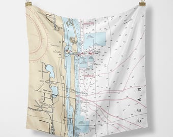 Palm Beach Nautical Chart Silk Scarf | Coastal Florida Map