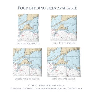 Martha's Vineyard Nautical Chart Duvet Cover | Massachusetts Map Coastal Map Bedding | Luxury Cotton Sateen image 4