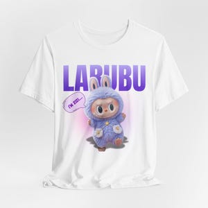 かわいいLABUBU Tシャツ - かわいいパープルバニー衣装 | イム・クール・スピーチバブルTシャツ | トレンディなアニメ美的シャツ | 原宿スタイルギフト