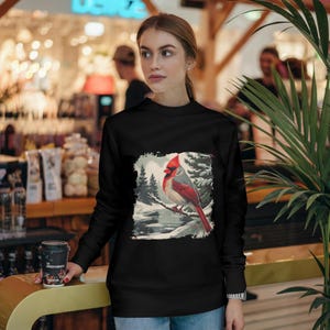 Retro Cardinal Sweatshirt - Unisex Vogel Sweatshirt, Retro Vogel Rundhalsausschnitt und Roter Vogel Sweatshirt, 90er Jahre Vogel Sweatshirt - Bekleidung für Vogelliebhaber