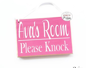 Benutzerdefinierte Name Zimmer Bitte klopfen 8x6 Personalisierte Benutzerdefinierte Holz Zeichen Bitte nicht stören Kinder Kinder Schlafzimmer Privatleben Wand-Dekor Aufhänger Tür Plaque