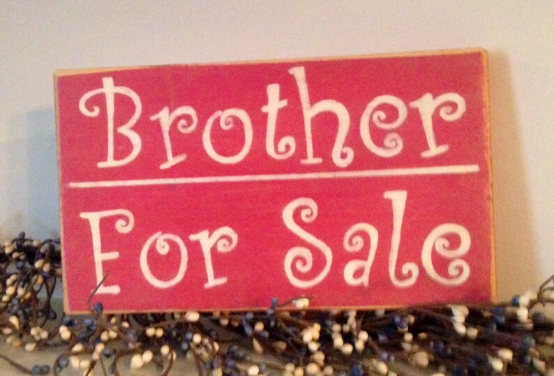 10x6 Brother For Sale Custom Wood Sign Children Brother Kids Nursery Room Plaque image 1