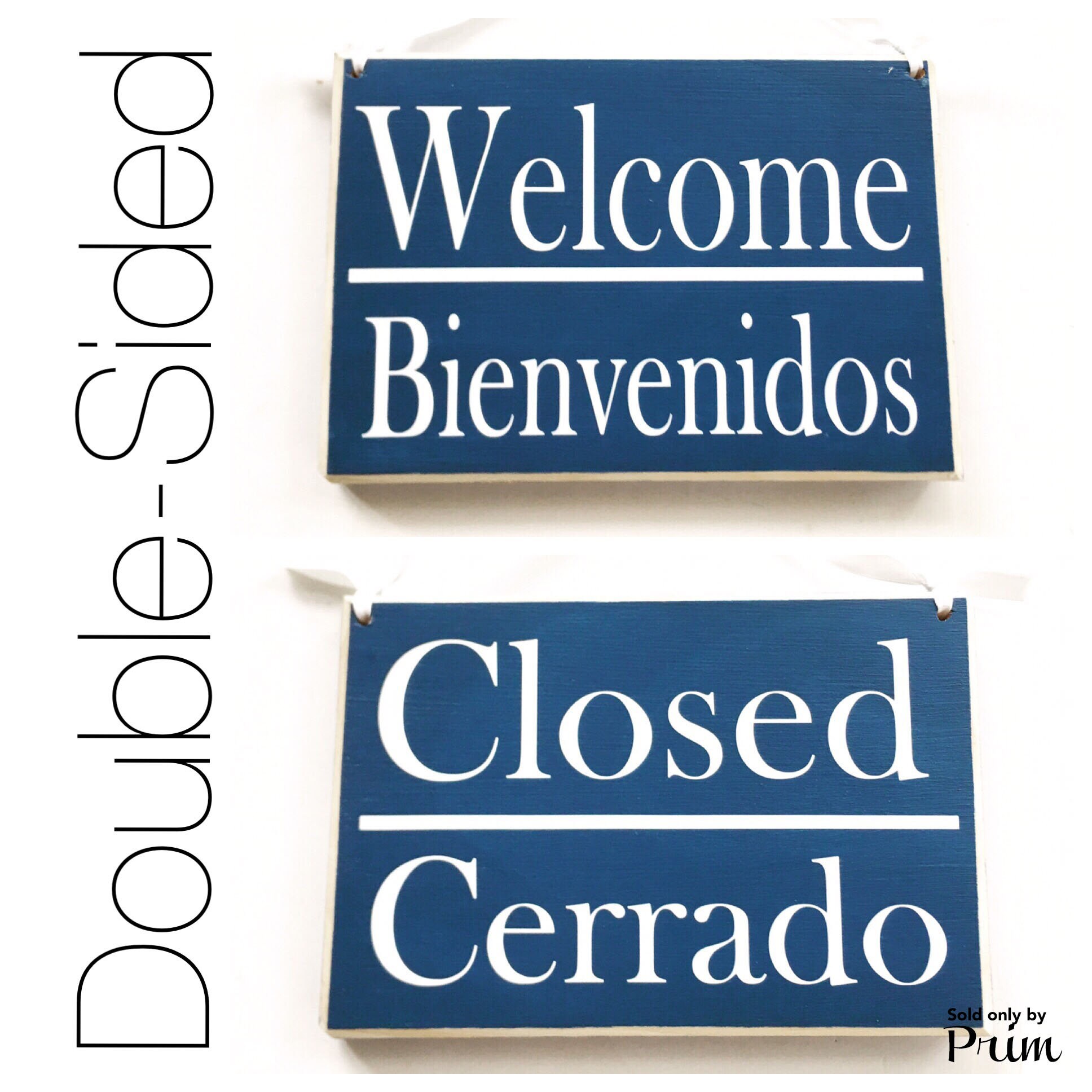 Dos caras 8x6 Bienvenidos Cerrado Cerrado Letrero de madera personalizado Español Inglés Abierto Cerrado Spa Salón Oficina Puerta Colgador Placa de pared