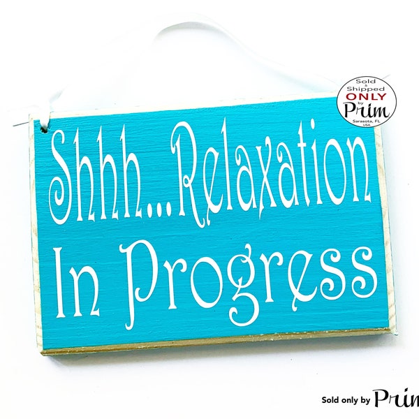 8x6 Shhh Relaxation In Progress Session Custom Wood Sign | Do Not Disturb Spa Salon Quiet Soft Voices Office Spa Service Wall Door Plaque