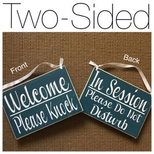 Two Sided 8x6 In Session Please Do Not Disturb Welcome Please Knock Custom Wood Sign Spa Salon Office Door Hanger Plaque