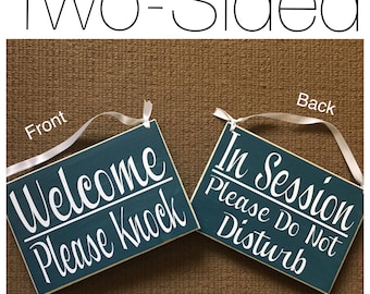 Two Sided 8x6 In Session Please Do Not Disturb Welcome Please Knock Custom Wood Sign Spa Salon Office Door Hanger Plaque