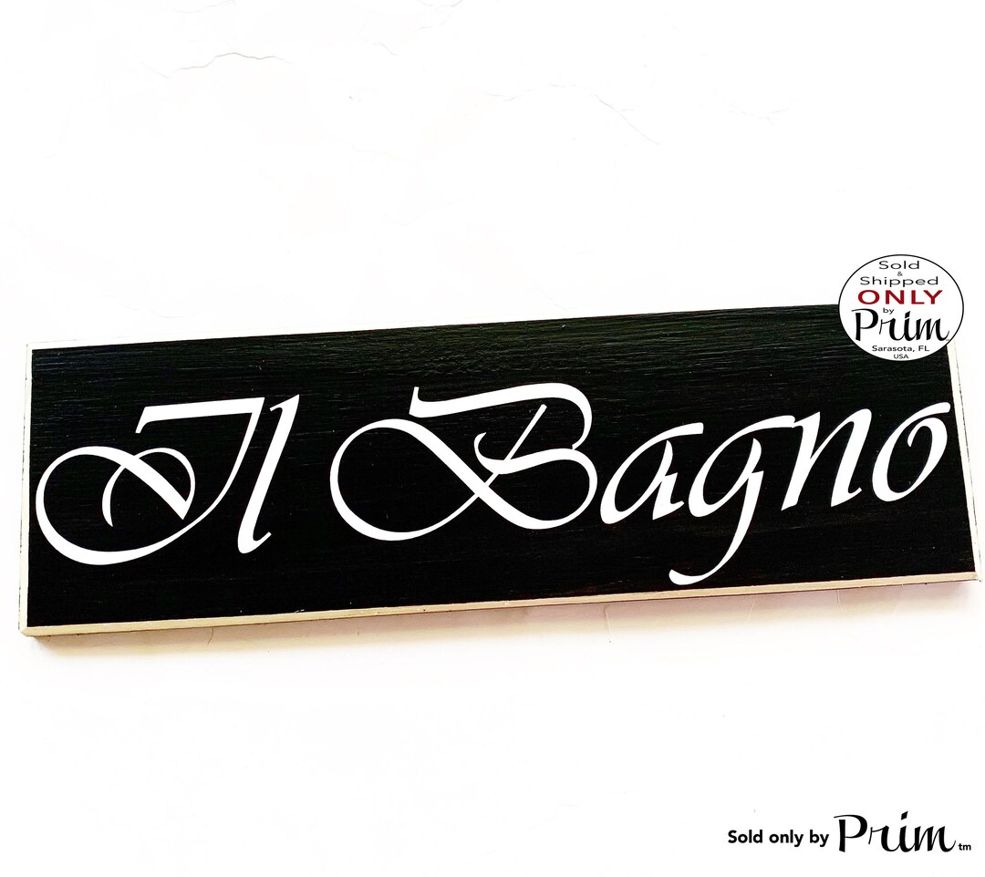 14x4 Il Bagno Custom Wood Sign Italian Restroom Bathroom Bath WC Door ...