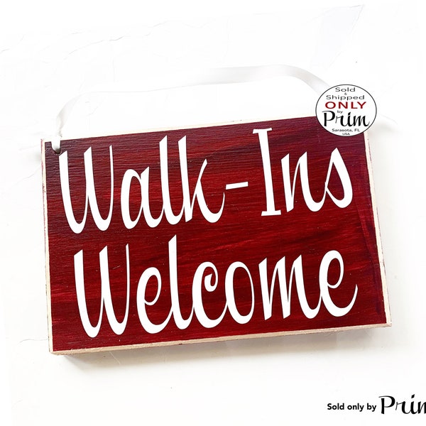 8x6 Walk-Ins Welcome Custom Wood Sign | Office Business Salon Spa Therapy Clinic Massage Facial Welcome Appointment Door Hanger Plaque