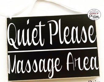10x8 Quiet Please Massage Area Custom Wood Sign | In Session Progress Do Not Disturb Spa Salon Speak Softly Shhh  Wall Hanger Door Plaque