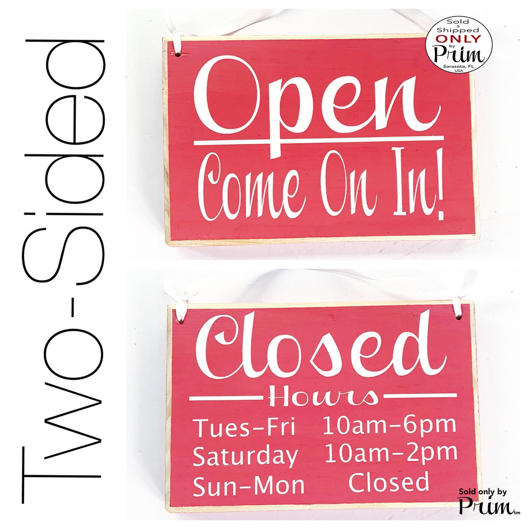 8x6 Two-sided Open Closed With Business Hours Custom Wood Sign Office ...