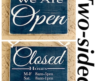 10x8 We Are Open Closed Business Hours Custom Wood Sign Salon Spa Store Office Business Hours Wall Decor Hanger Door Plaque