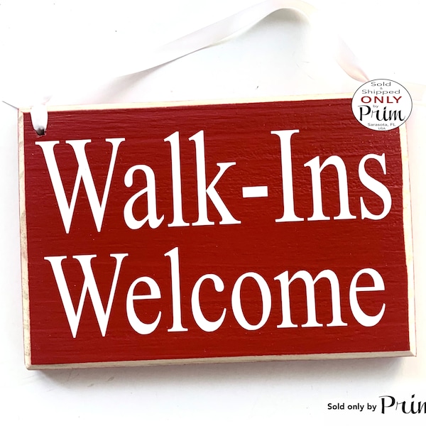 8x6 Walk-Ins Welcome Custom Wood Sign | Office Business Salon Spa Therapy Clinic Massage Facial Welcome Door Hanger Plaque