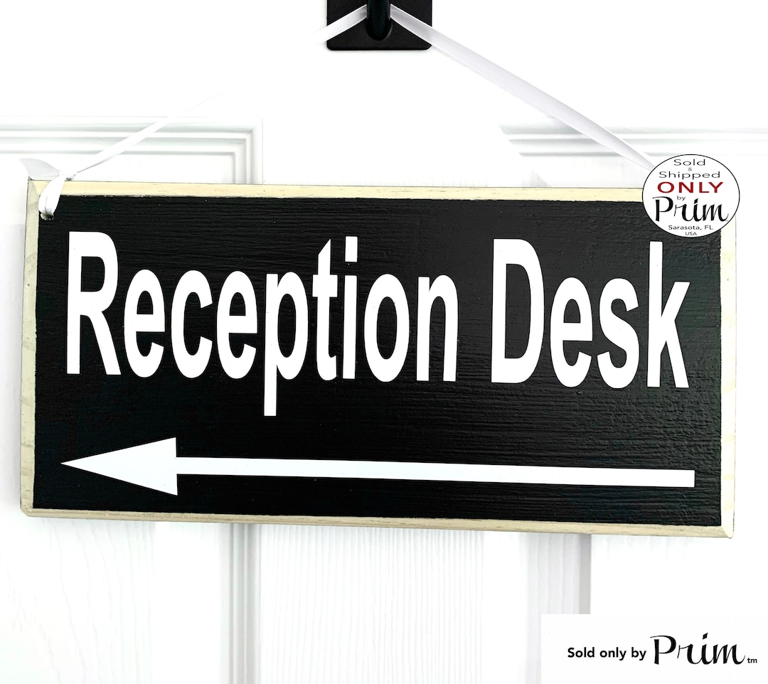 12x6 Reception Desk Custom Entrance Arrow Door Wood Sign Administrative ...