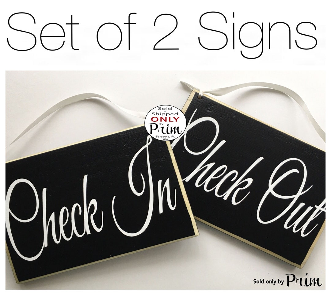 8x6 Check in Check Out Set of 2 Custom Wood Signs | Hotel Motel Bed and ...