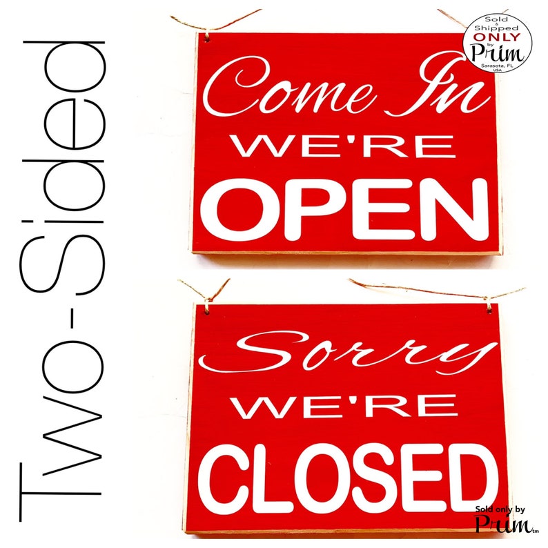 10x8 Come on in We're OPEN / Sorry We're CLOSED Custom Wood Sign Office Business Spa Salon Boutique Store Corporate Wall Door Welcome Plaque image 1