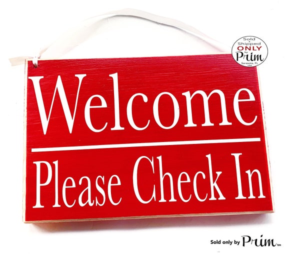 10x8 Welcome Please Check in Custom Wood Office Sign - Etsy