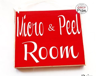 8x8 Micro and Peel Room Custom Wood Sign | Facial Aesthetics Salon In Session Microdermabrasion Please Do Not Disturb Wall Door Plaque