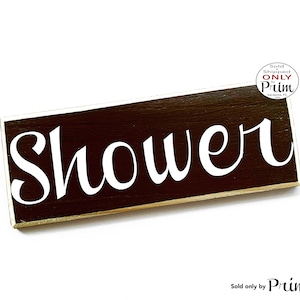 12x4 Shower Custom Wood Restroom Sign Loo WC Bathroom Toilette Bath Cottage Decor Wall Door Plaque