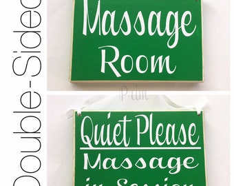 Two Sided 8x6 Massage Room Quiet Please Massage In Session Custom Wood Sign | Progress Please Do Not Disturb Welcome Relaxation Shhh Plaque