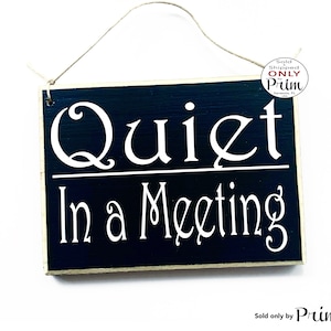 8x6 Quiet In a Meeting Custom Wood Sign Please Do Not Disturb The Zone Welcome In Session Progress Conference Office Workspace Door Plaque