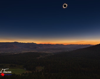 2017 Solar Eclipse Print - Wyoming Wall Art - Jackson Hole, WY - Photo Gift - Totality - Unframed - Mountain Landscape