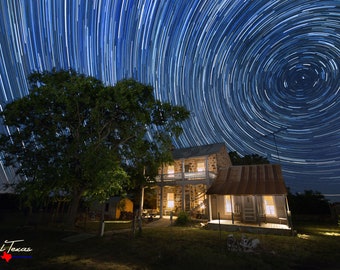 Farmhouse Under Starry Skies - Texas Hill Country Wall Art - Night Sky - Rural Landscape Photo - Unique Gift - Van Gogh - Astrophotography